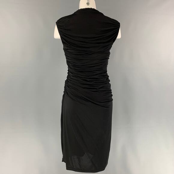LOUIS VUITTON Size M Black Viscose Ruched Knee-Length Cocktail Dress - Picture 4 of 7